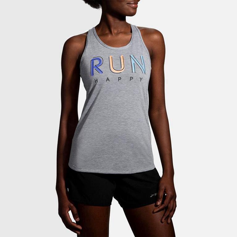 Brooks Distance Graphic Israel - Women's Running Tank Top - Grey (52760-ERMS)